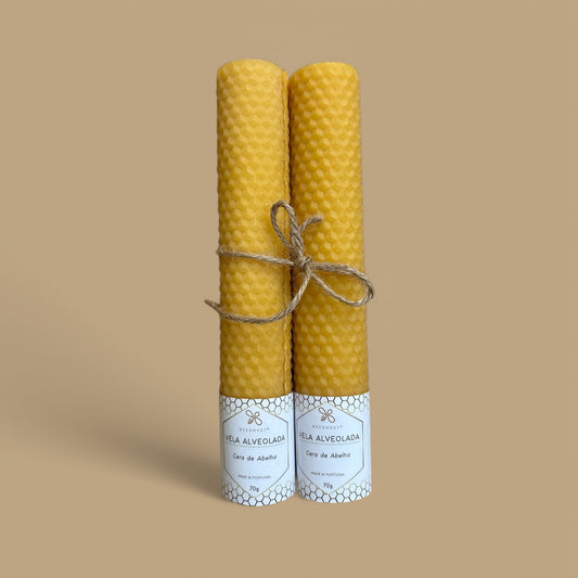 Hand Rolled Beeswax Taper Candle Set