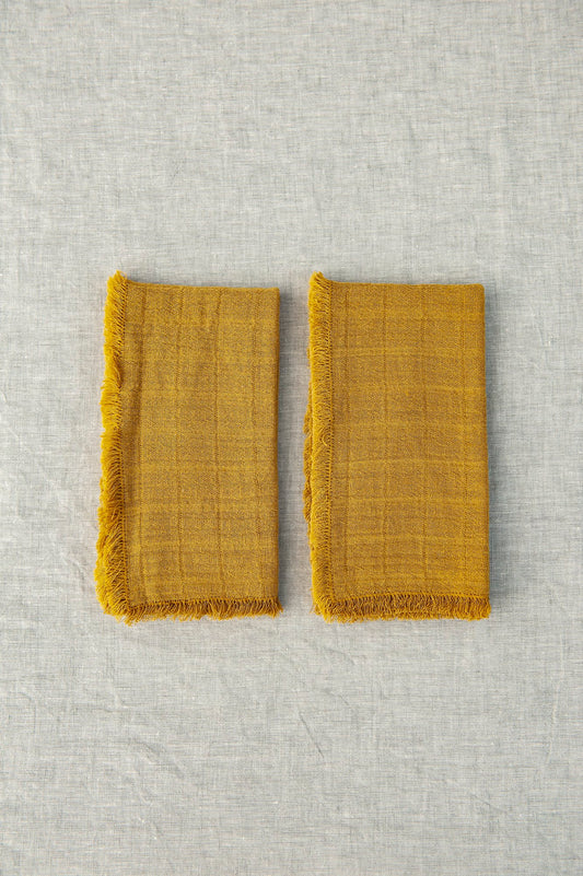 BICLA // Set of 2 Napkins Mustard with Fringes