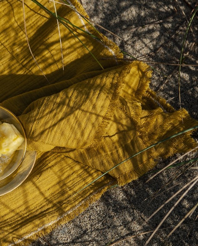 BICLA // Set of 2 Napkins Mustard with Fringes