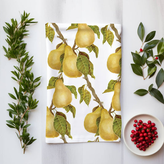 Linen Tea Towel // Pears