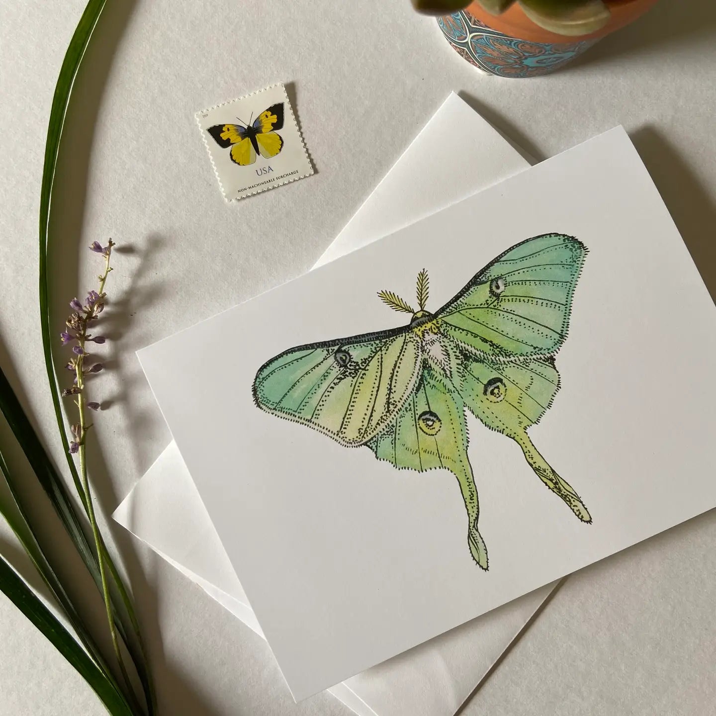 Watercolor Greeting Card / "Luna Moth"