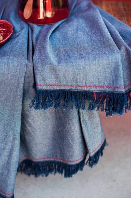 BICLA // Chambray Table Cloth with Red Branch