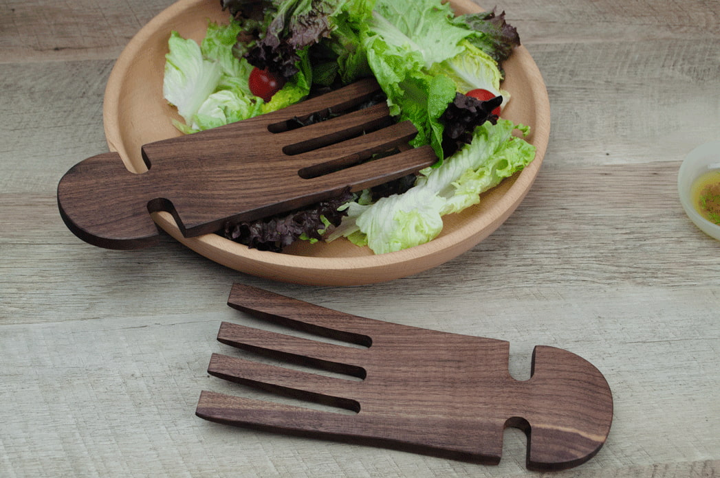 J Brody & Co // Walnut Wood Salad Hands