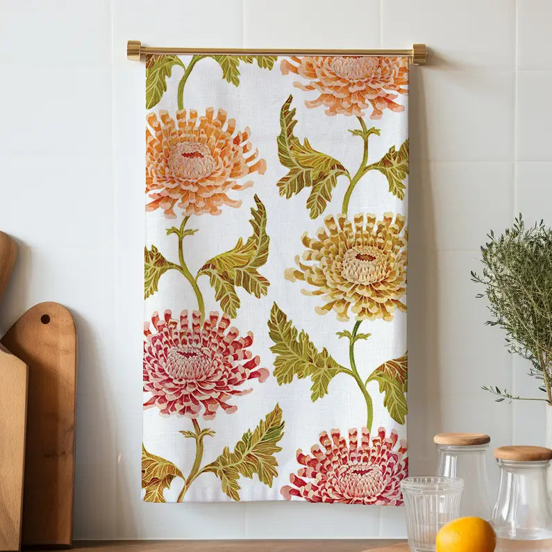 Linen Tea Towel // Chrysanthemum