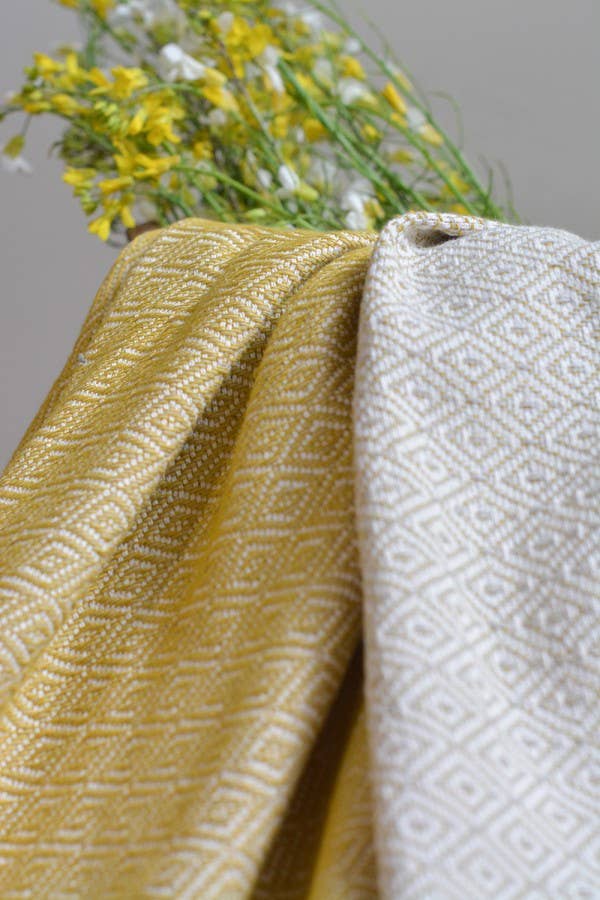 CHICoração Diamond Bicolor Cotton Blanket | Yellow/Gray