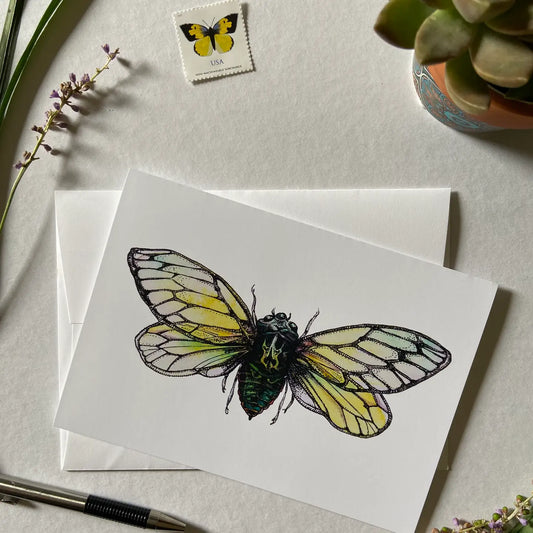 Watercolor Greeting Card / "Cicada"