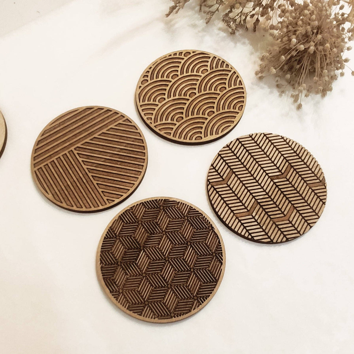 Studio Rima // Geometric Wooden Coasters (Set of 4)