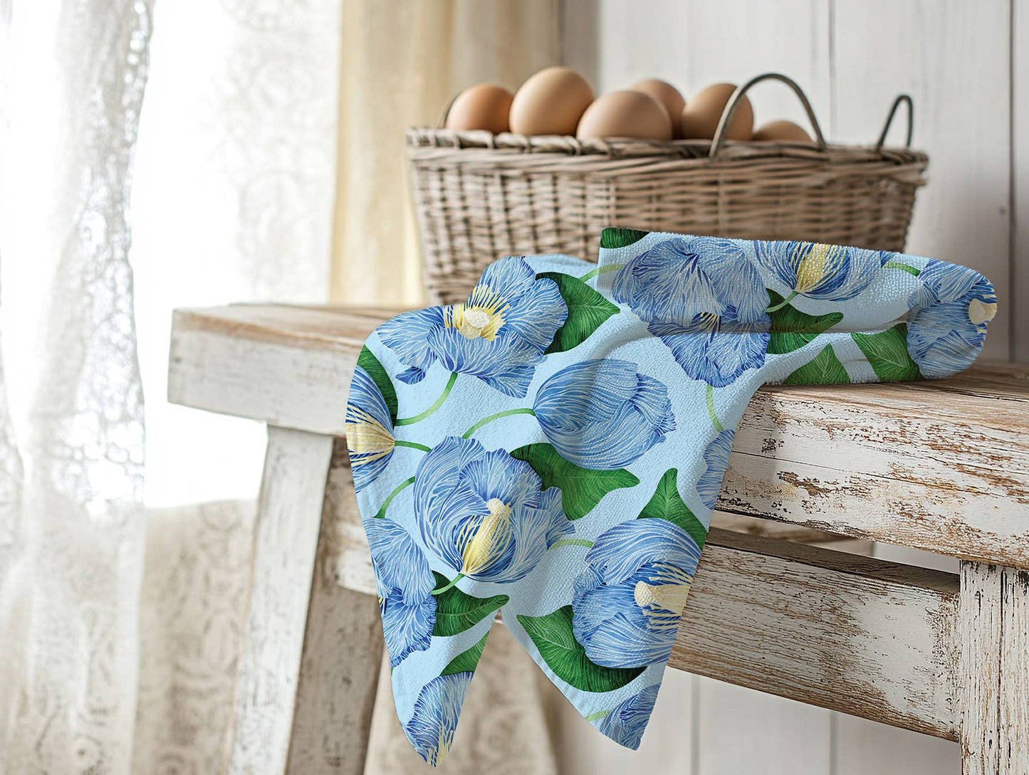 Linen Tea Towel // Himalayan Poppies