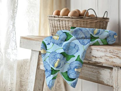 Linen Tea Towel // Himalayan Poppies