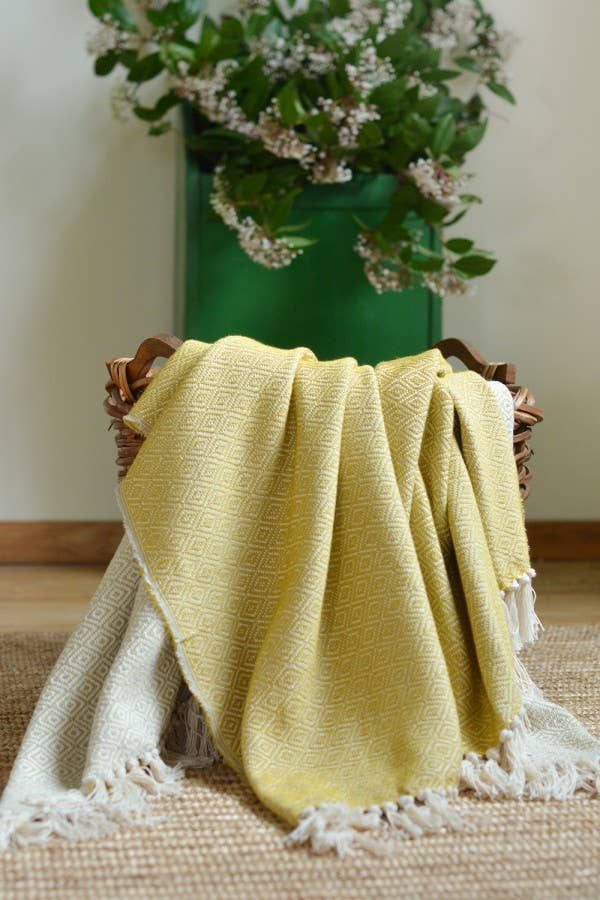 CHICoração Diamond Bicolor Cotton Blanket | Yellow/Gray
