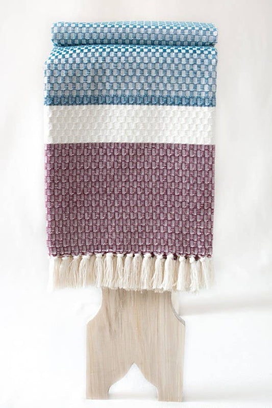 CHICoração Mira Cotton Blanket | Oil Blue/Bordeaux