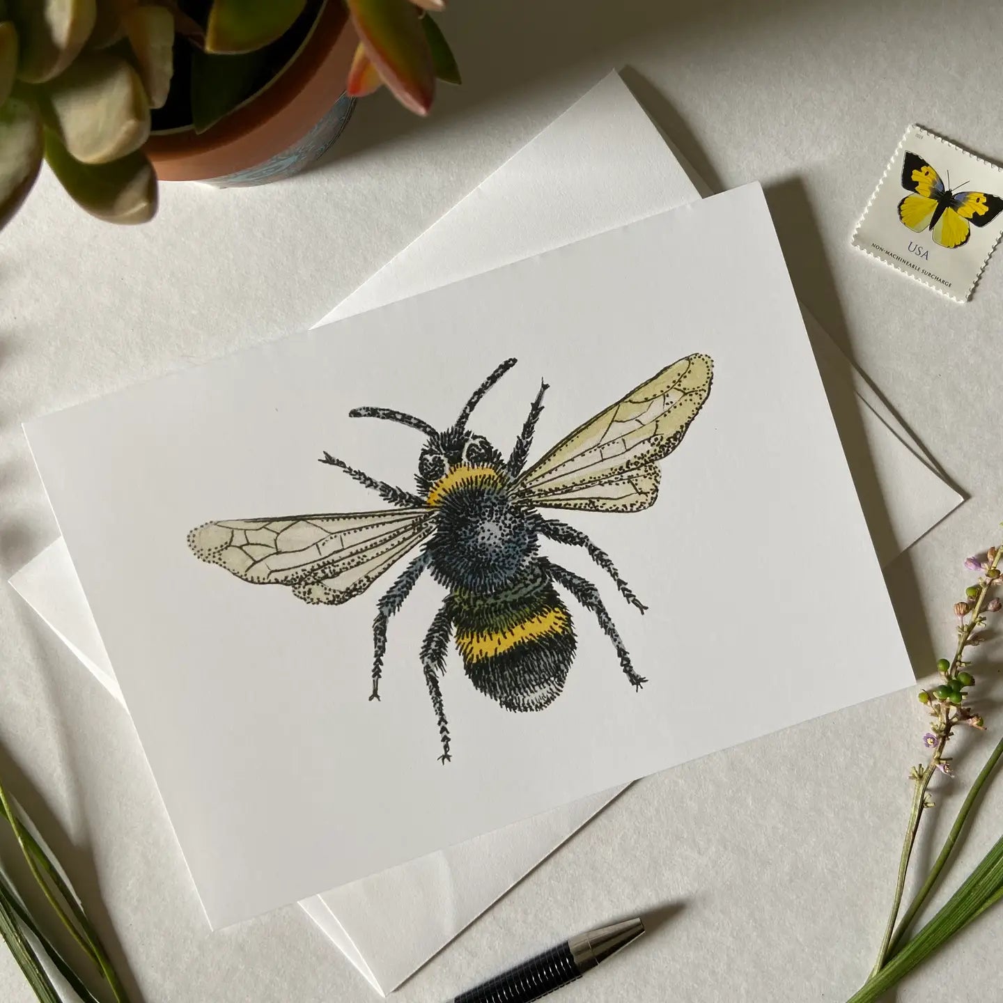 Watercolor Greeting Card / "Carpenter Bee"