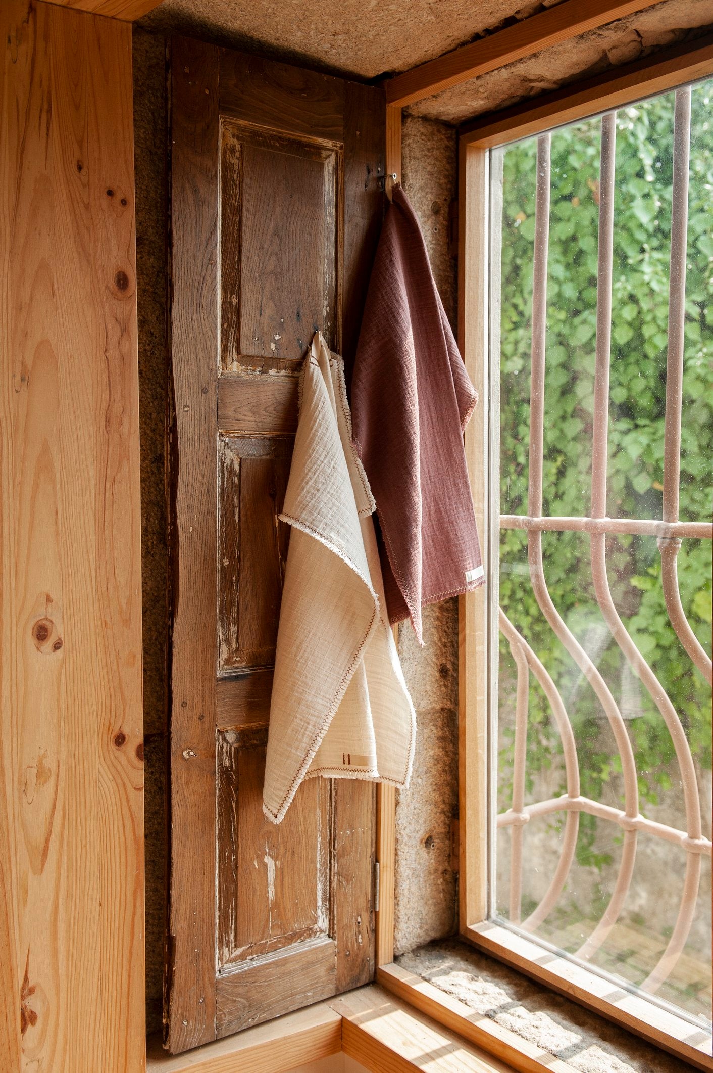 BICLA Set of 2 Kitchen Hand Towels Plum Natural My Portuguese Market
