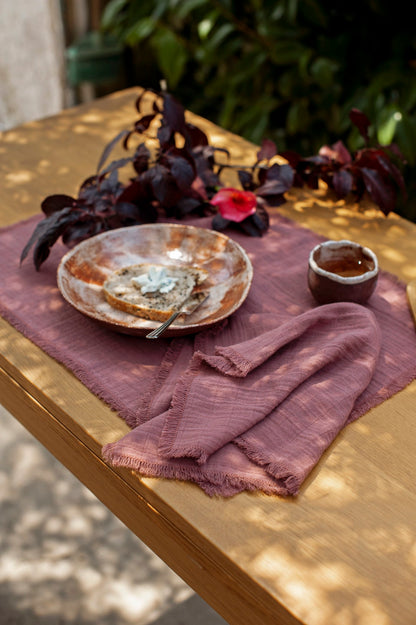 BICLA // Set of 2 Placemats Plum with Fringes