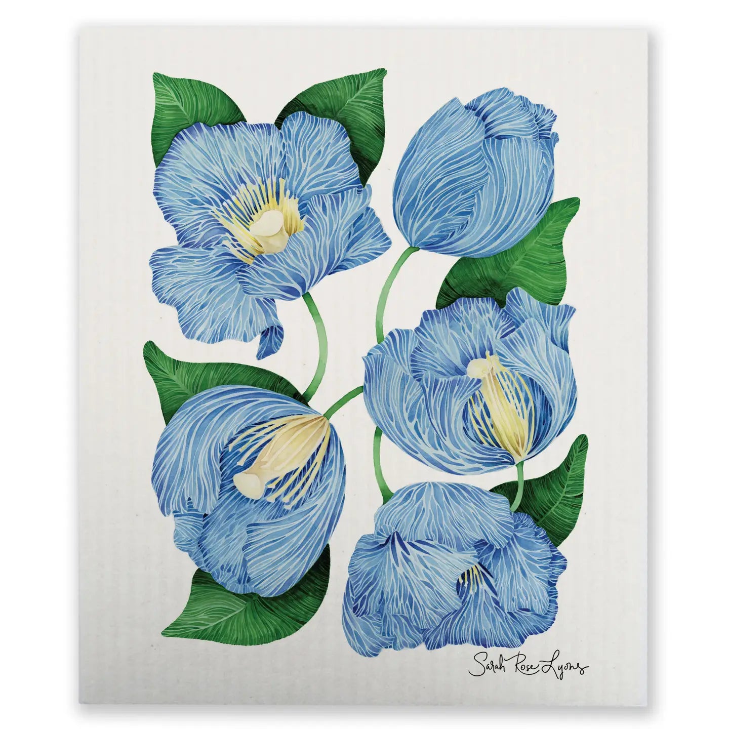 Swedish Dishcloth / "Himalayan Poppies"
