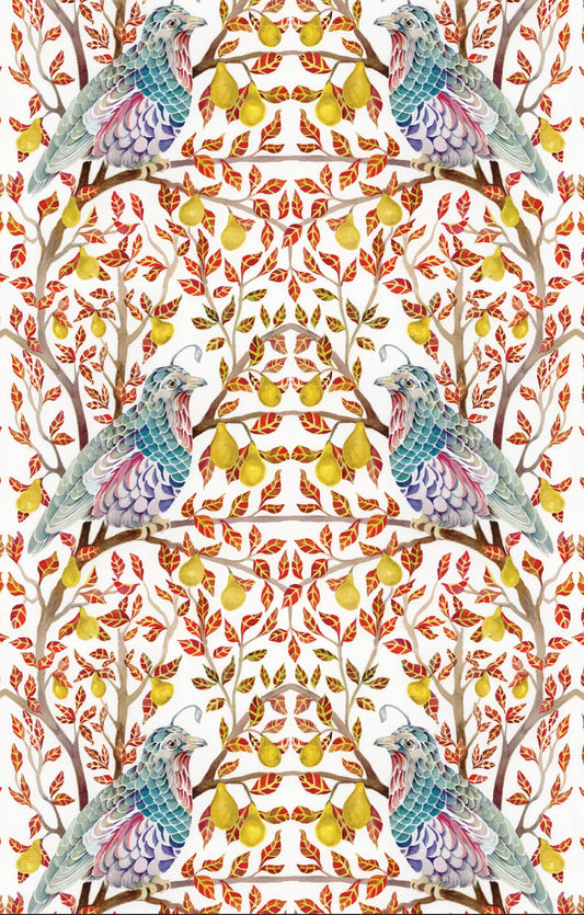 Linen Tea Towel // Partridge in a Pear Tree