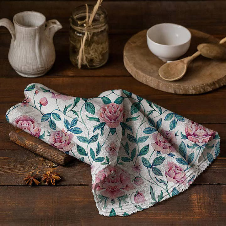 Linen Tea Towel // Vintage Rose