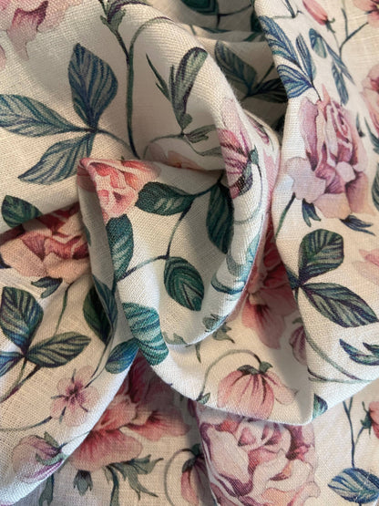 Linen Tea Towel // Vintage Rose