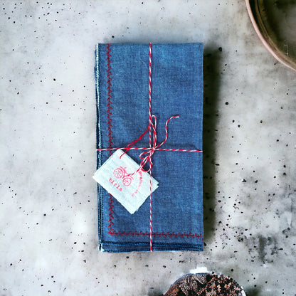 BICLA // Chambray Napkins with Red Branch