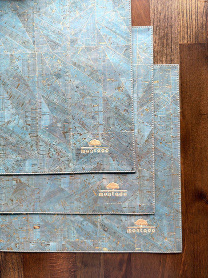 Cork Placemat X Montado // Light Blue & Gold