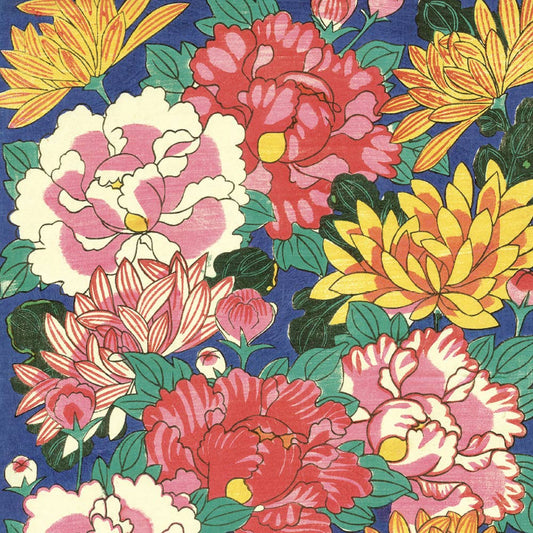 Canns Down Press Wrapping Paper: "Peonies And Chrysanthemums"