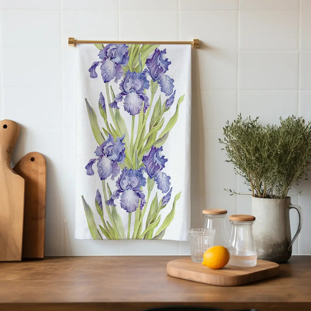 Linen Tea Towel // Purple Iris