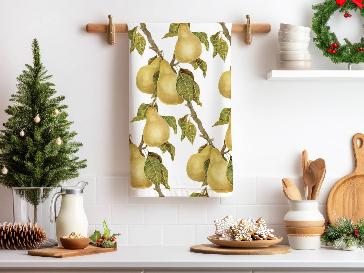 Linen Tea Towel // Pears