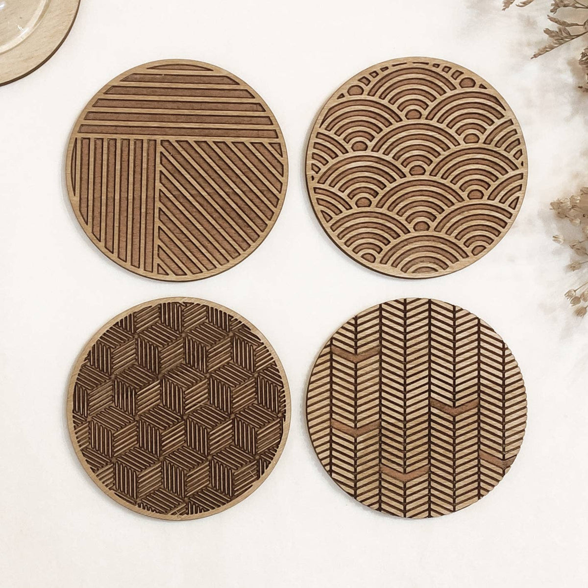 Studio Rima // Geometric Wooden Coasters (Set of 4)