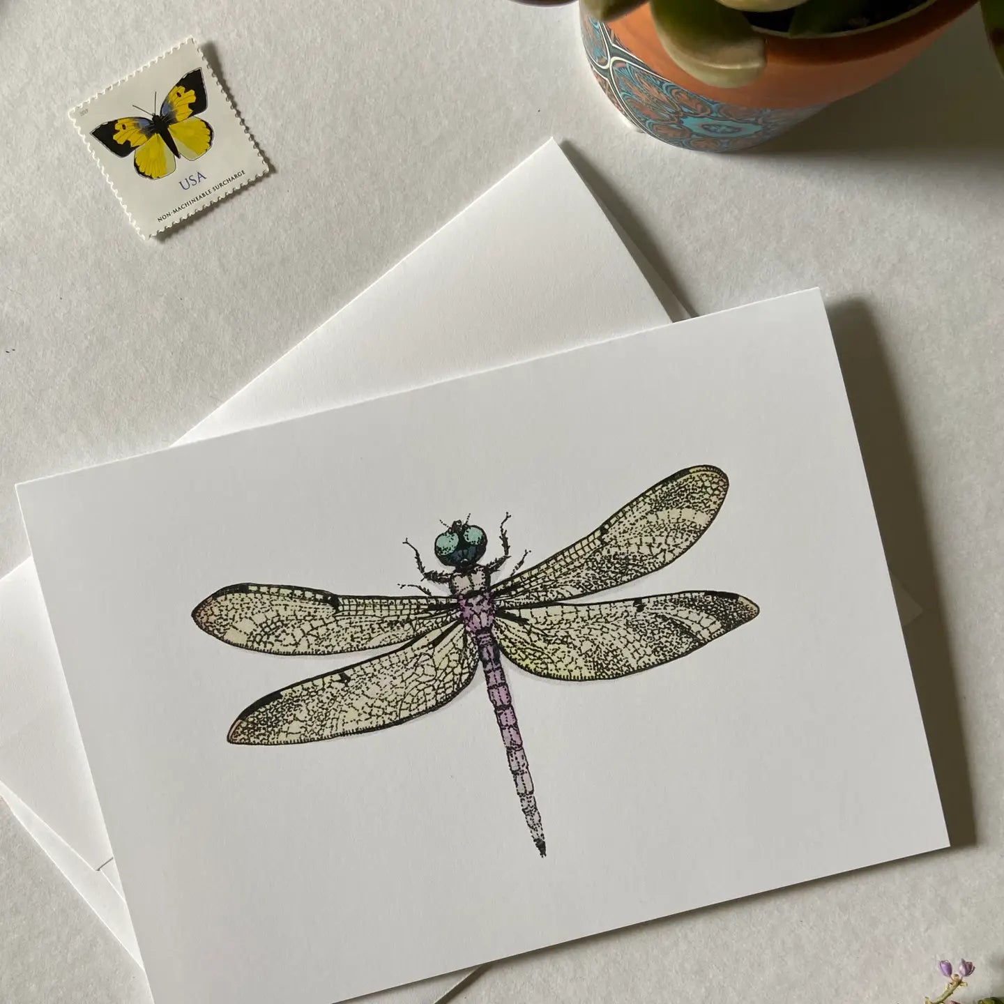 Watercolor Greeting Card / "Dragonfly"