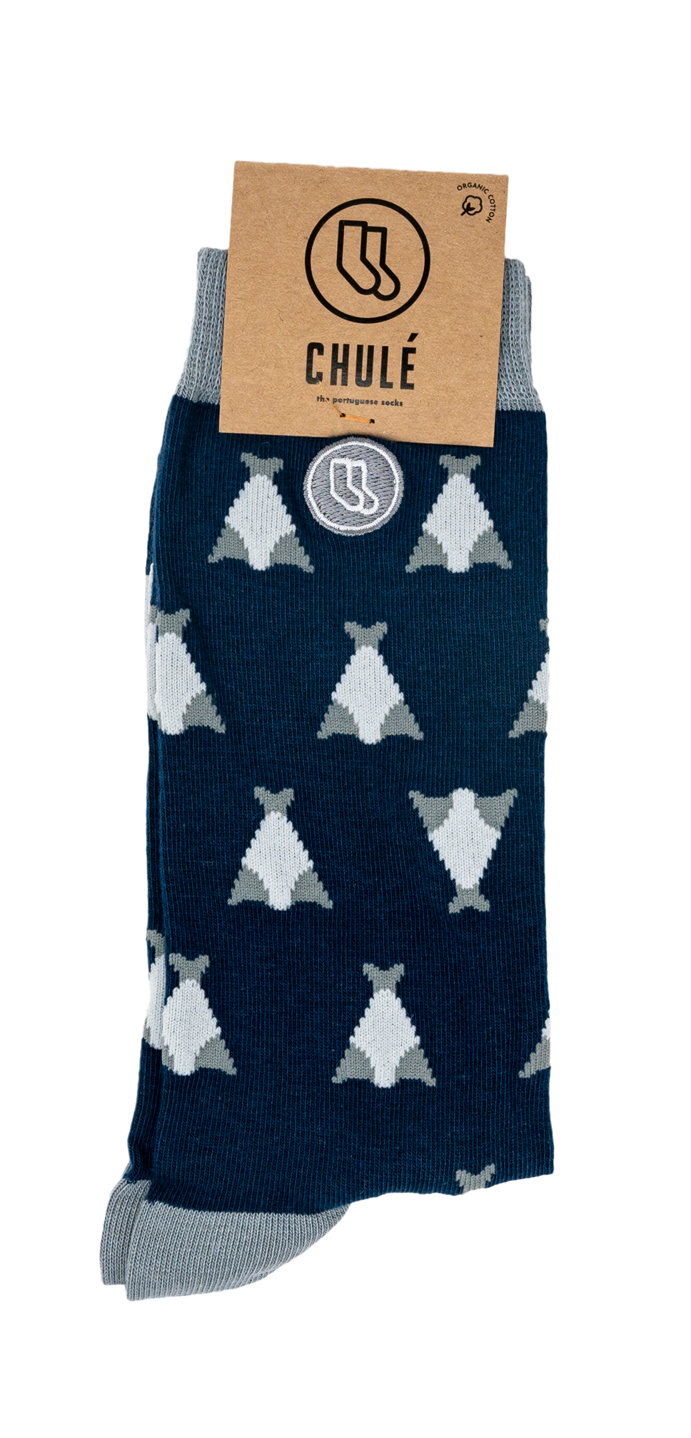 Chulé Socks "Tuga" Collection // Navy Blue Bacalhaus (Cod Fish)