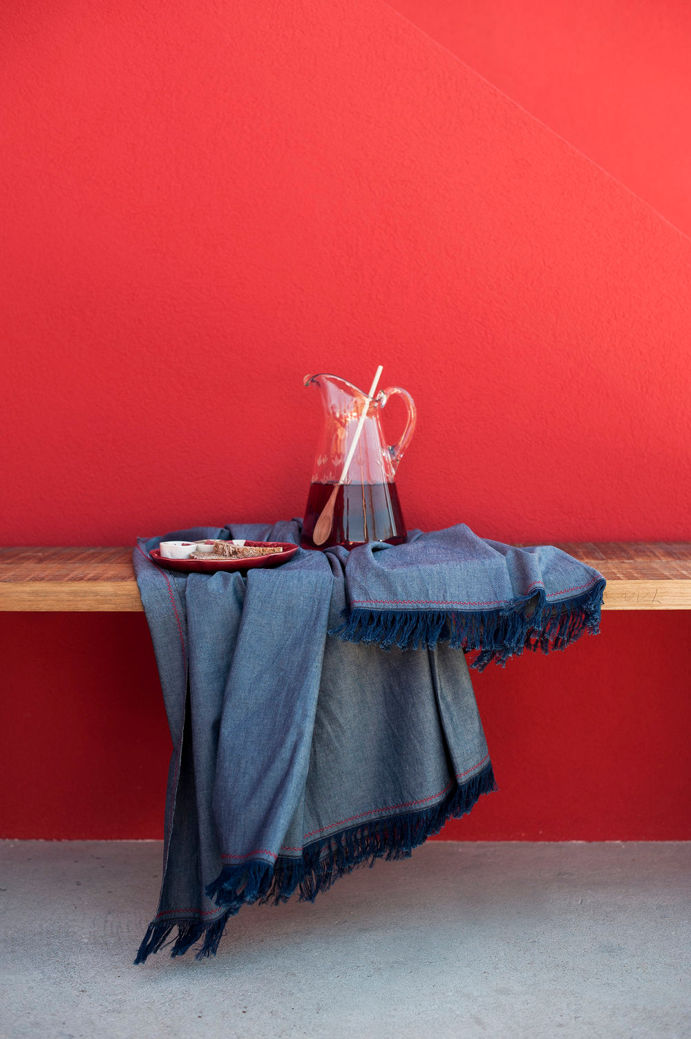 BICLA // Chambray Table Cloth with Red Branch