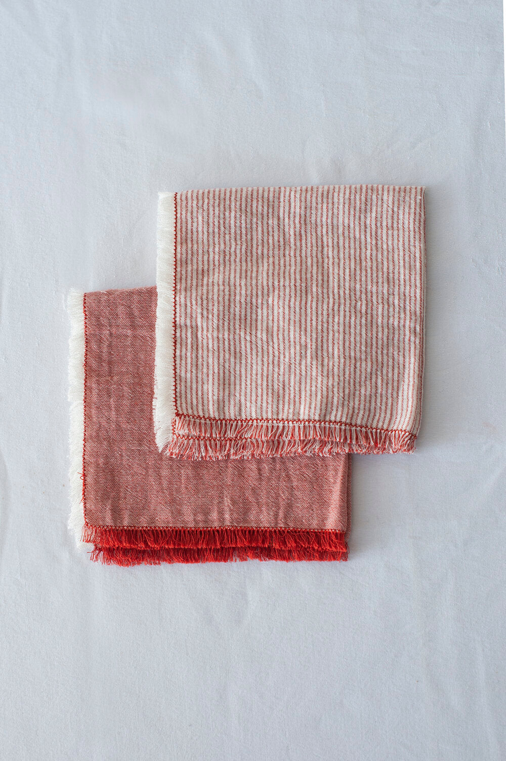 BICLA // Set of 2 Mini Napkins Stripes/Plain Red