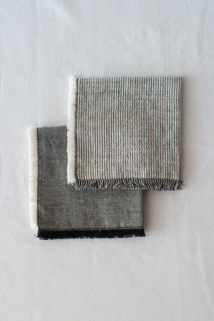 BICLA // Set of 2 Mini Napkins Stripes/Plain Charcoal